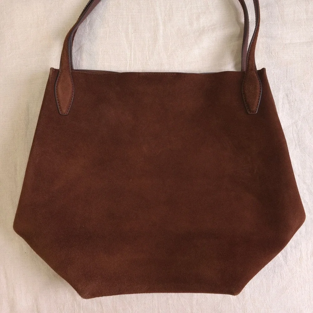 Madewell Suede Oversized Shopper Tote | 100% Leather Brown Bag - Picture 3 of 7